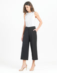 Woven Twill - Zip Closure Front Pocket Cropped Trouser - Black - Limited Sizes!