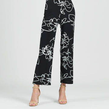 Crepe Knit - Side Slit Ankle Pant - Blossom Sketch