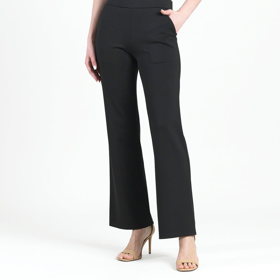 Rayon-Ponte Knit - Loose Leg Pocket Pant - Black