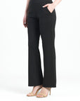 Rayon-Ponte Knit - Loose Leg Pocket Pant - Black