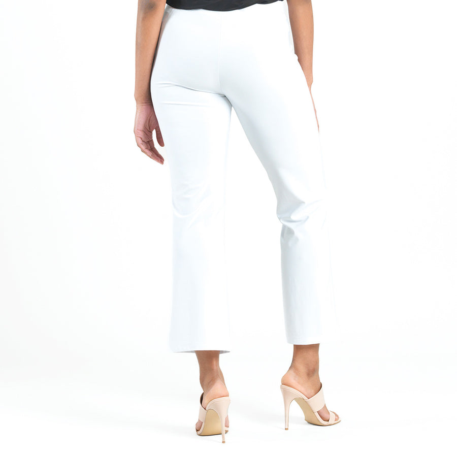 Center Seam Front Slit Ankle Pant - White