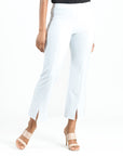 Center Seam Front Slit Ankle Pant - White