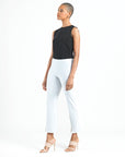 Center Seam Front Slit Ankle Pant - White