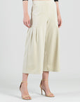 Rayon-Ponte Knit - Pleated Gaucho Pocket Pant - Khaki