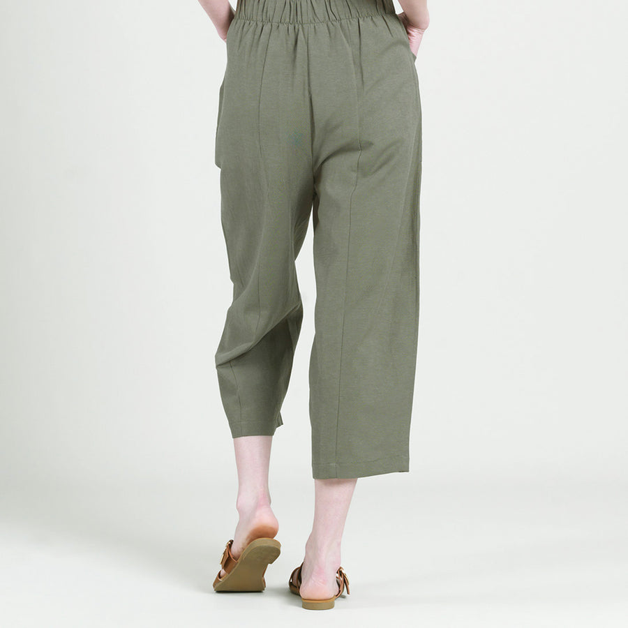 Linen Knit - Front Pocket Low Drop Cropped Pant - Olive – Clara Sunwoo