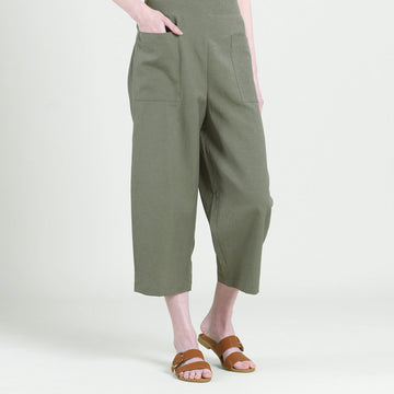 Linen Knit - Front Pocket Low Drop Cropped Pant - Olive - Final Sale!
