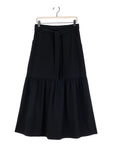 Linen Knit - Tie Waist Tiered Maxi Skirt - Black - Final Sale!