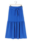 Soft Textured Rayon - Tie Waist Tiered Maxi Skirt - Cobalt - Final Sale!