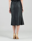 Liquid Leather™ Flounce Midi Skirt - Black