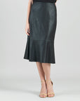 Liquid Leather™ Flounce Midi Skirt - Black