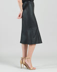 Liquid Leather™ Flounce Midi Skirt - Black