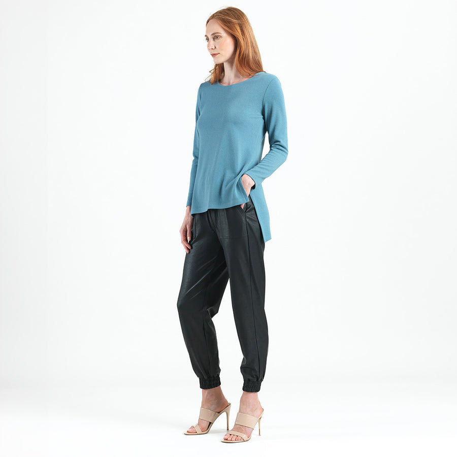 French Terry-Like Knit - Parachute Hem Sweater Tunic - Powder Blue - Final Sale!