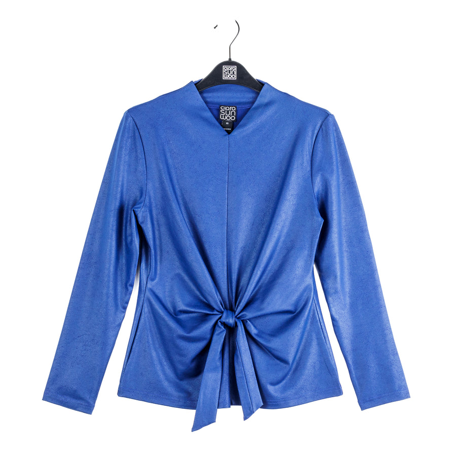 Liquid Leather™ Signature Center Front Tie Top - Cobalt