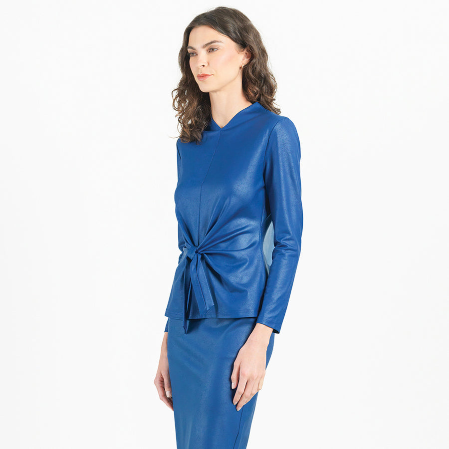 Liquid Leather™ Signature Center Front Tie Top - Cobalt