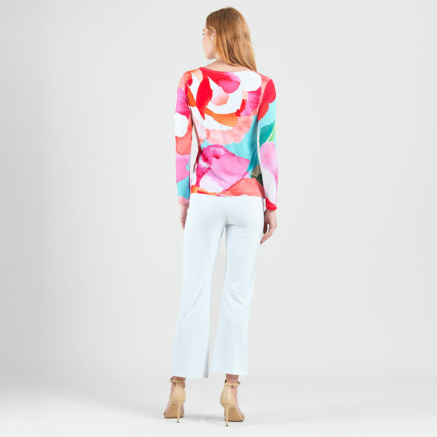 Side Tie Waist Top - Petal Watercolor