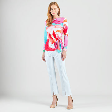 Side Tie Waist Top - Petal Watercolor