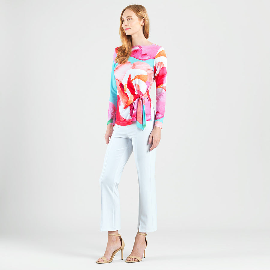 Side Tie Waist Top - Petal Watercolor