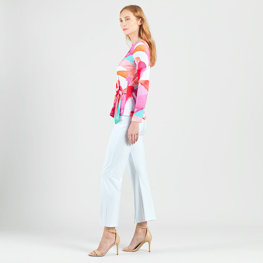 Side Tie Waist Top - Petal Watercolor