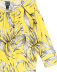 Open Shoulder Blouson Waist Top - Sunlit Palm