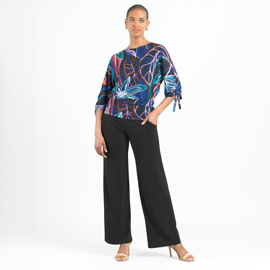 Pull-Tie Cuff Blouson Top - Petal Sketch - Limited Sizes!