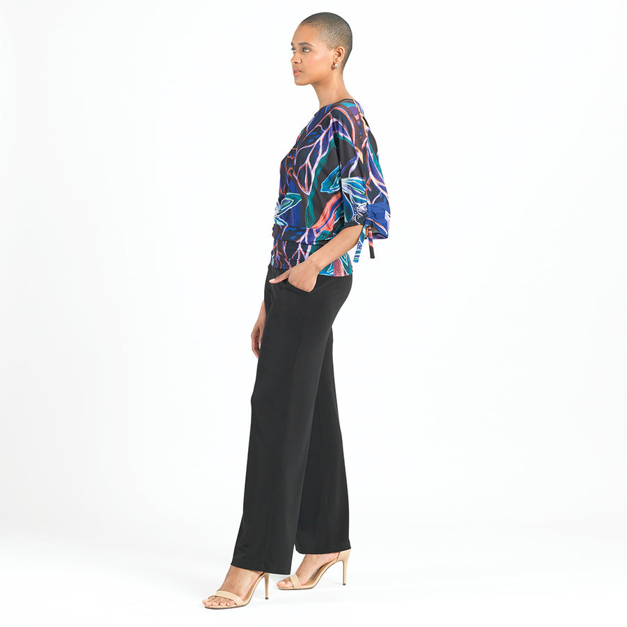 Pull-Tie Cuff Blouson Top - Petal Sketch - Limited Sizes!