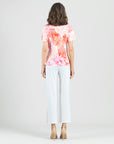 Butter Knit - Surplice Faux Wrap Side Tie Top - Sunset Petals