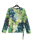 Cozy Texture - Side Pull-Tie Sweater Top - Floral Patch