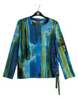 Lightweight Cozy - Side Pull-Tie Sweater Top - Paint Stroke