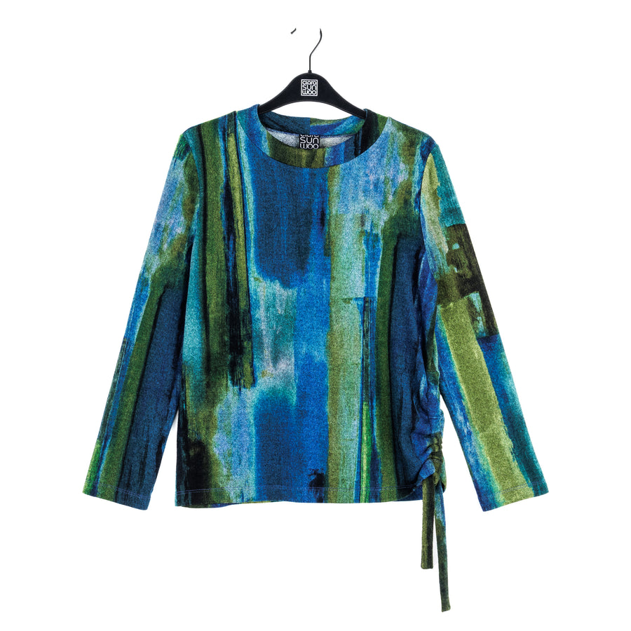 Lightweight Cozy - Side Pull-Tie Sweater Top - Paint Stroke - Limited Sizes! XS-SM