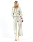 Shimmer Foil Lamé - Loose Leg Ankle Pant - Champagne - Limited Sizes LG Only!