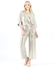 Shimmer Foil Lamé - Loose Leg Ankle Pant - Champagne - Limited Sizes LG Only!