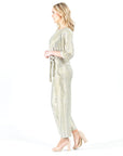 Shimmer Foil Lamé - Loose Leg Ankle Pant - Champagne - Unreleased Sample