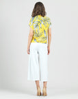 Side Ruched Boat Neck Top - Sunlit Palm