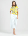 Side Ruched Boat Neck Top - Sunlit Palm