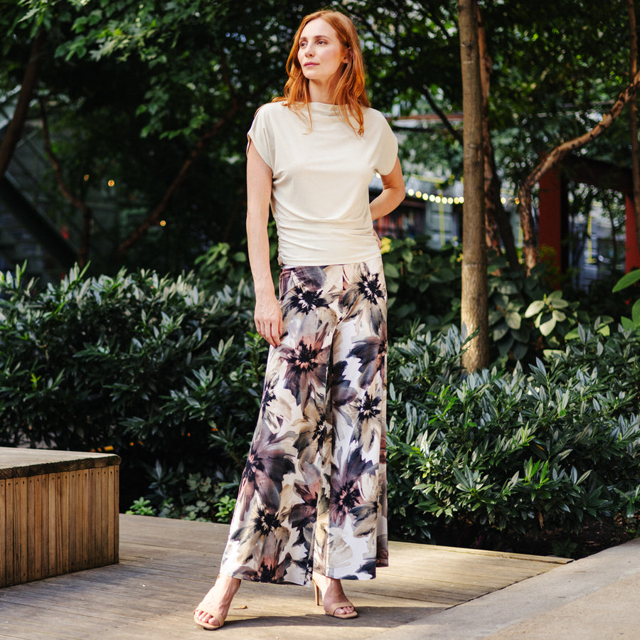 Gauze Knit - Palazzo Pant - Petal Whisper