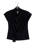 Drape Neck Loop Front Top - Black