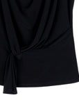 Drape Neck Loop Front Top - Black