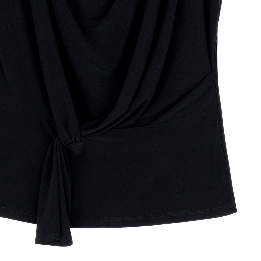 Drape Neck Loop Front Top - Black