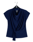 Drape Neck Loop Front Top - Navy