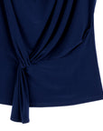 Drape Neck Loop Front Top - Navy