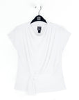 Drape Neck Loop Front Top - White