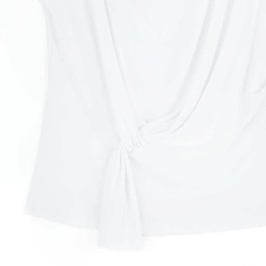 Drape Neck Loop Front Top - White