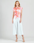 Butter Knit - Drape Neck Loop Front Top - Sunset Petals