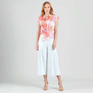 Butter Knit - Drape Neck Loop Front Top - Sunset Petals