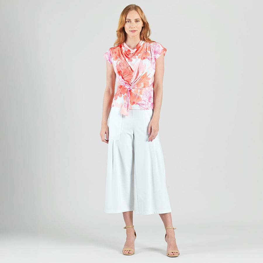 Butter Knit - Drape Neck Loop Front Top - Sunset Petals