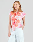 Butter Knit - Drape Neck Loop Front Top - Sunset Petals