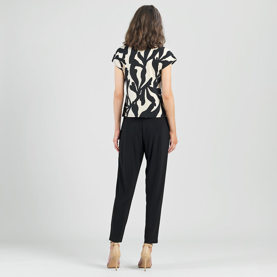 Drape Neck Loop Front Top - Leaf Shadow