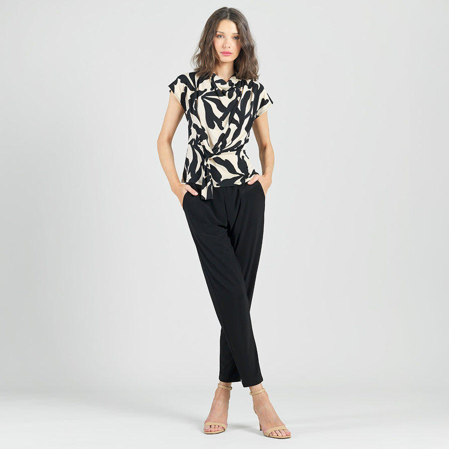 Drape Neck Loop Front Top - Leaf Shadow