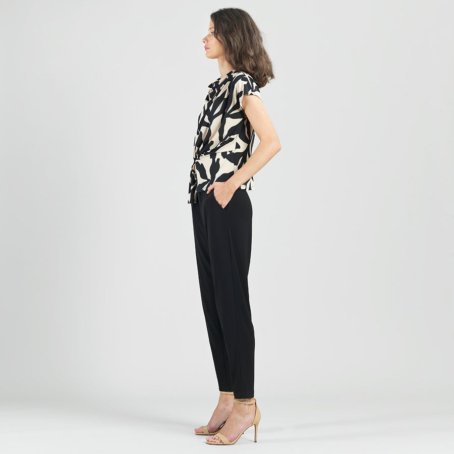 Drape Neck Loop Front Top - Leaf Shadow