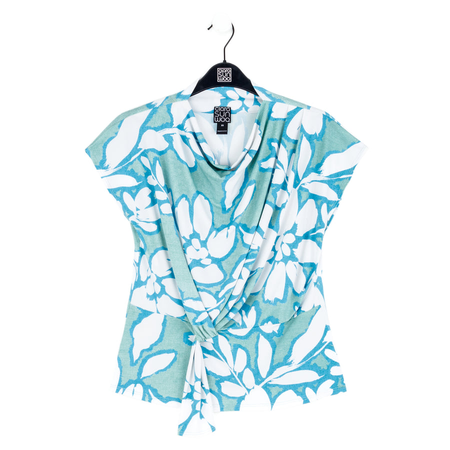 Drape Neck Loop Front Top - Paradise Petal